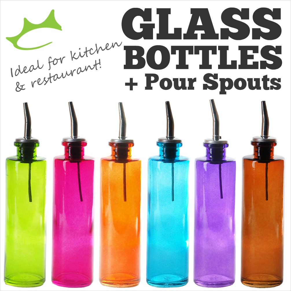 glass bottles and spouts